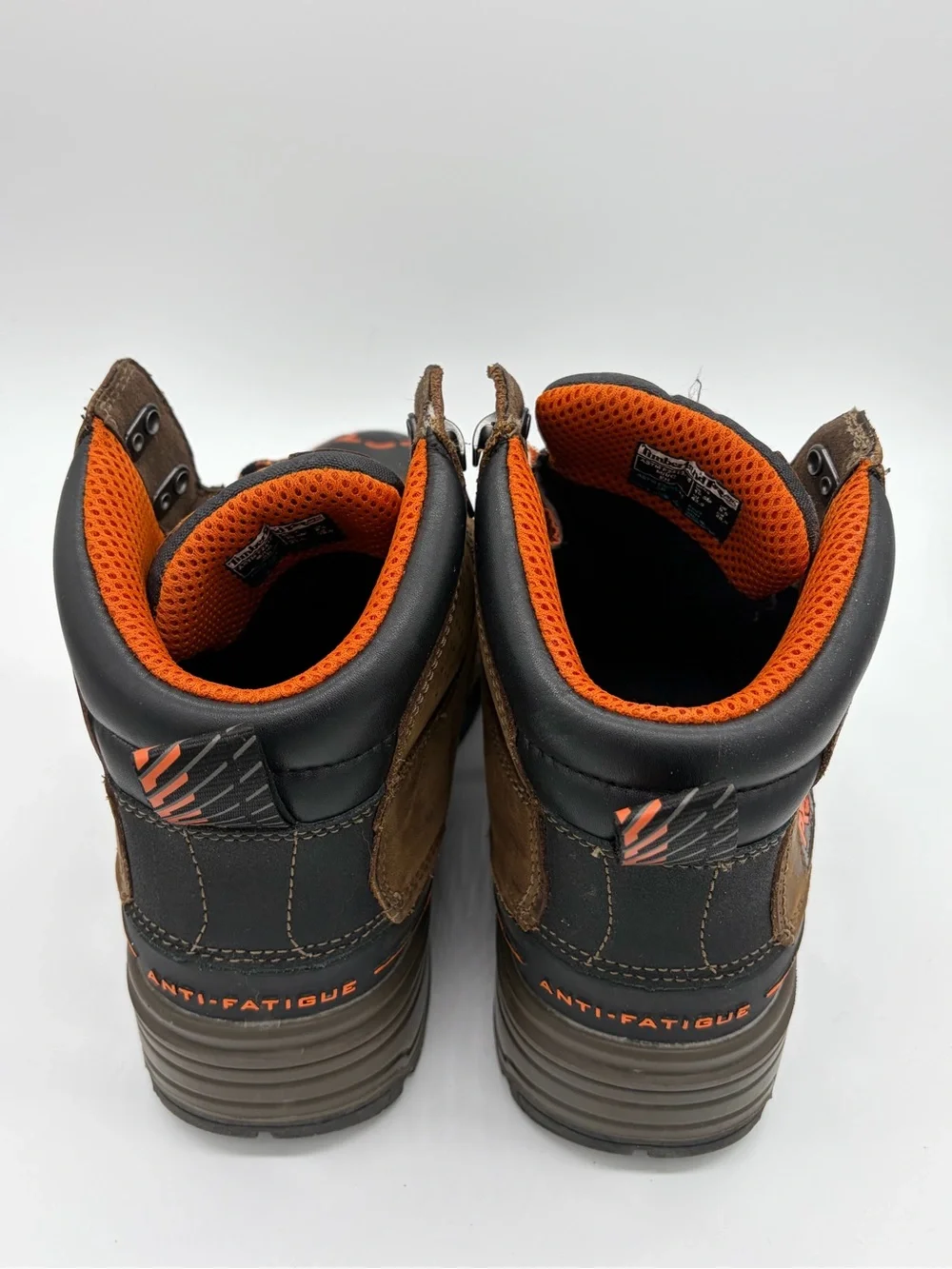 Timberland PRO Brown Leather Work Boots with Orange Details